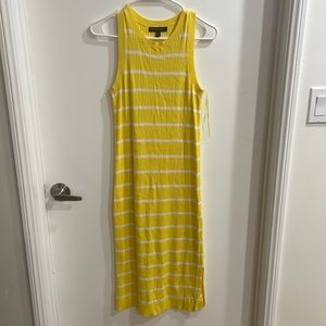 Banana republic yellow and white striped maxi